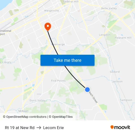 Rt 19 at New Rd to Lecom Erie map