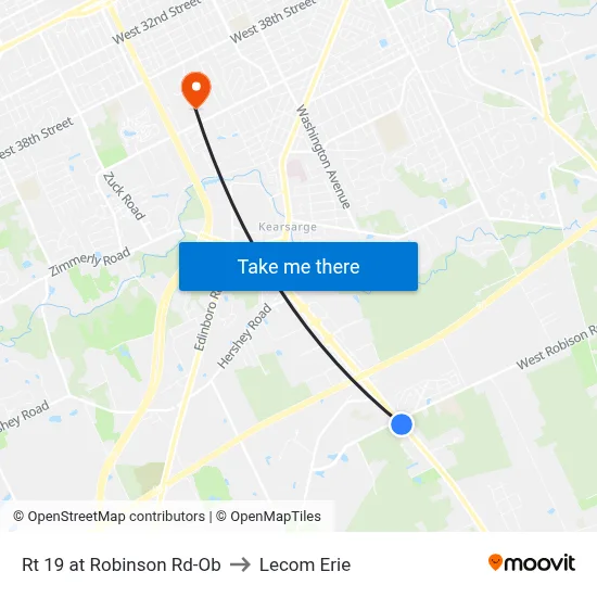 Rt 19 at Robinson Rd-Ob to Lecom Erie map