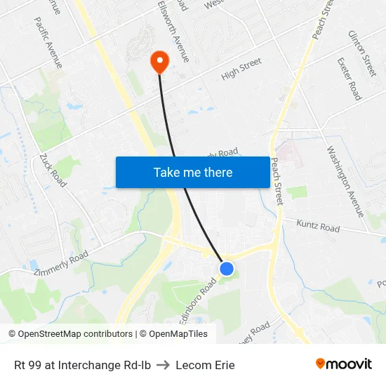 Rt 99 at Interchange Rd-Ib to Lecom Erie map