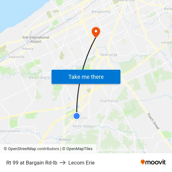 Rt 99 at Bargain Rd-Ib to Lecom Erie map