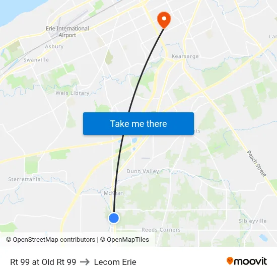 Rt 99 at Old Rt 99 to Lecom Erie map