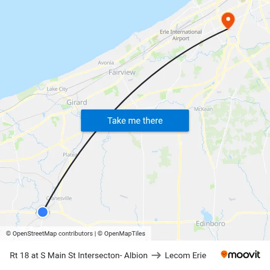 Rt 18 at S Main St Intersecton- Albion to Lecom Erie map