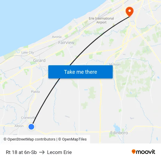 Rt 18 at 6n-Sb to Lecom Erie map