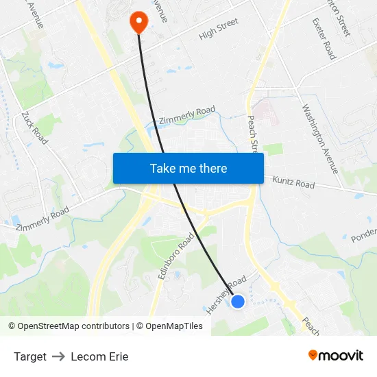 Target to Lecom Erie map