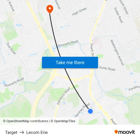 Target to Lecom Erie map