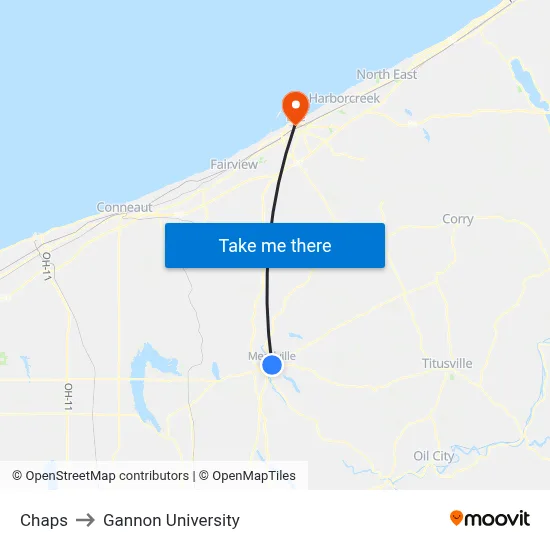 Chaps to Gannon University map