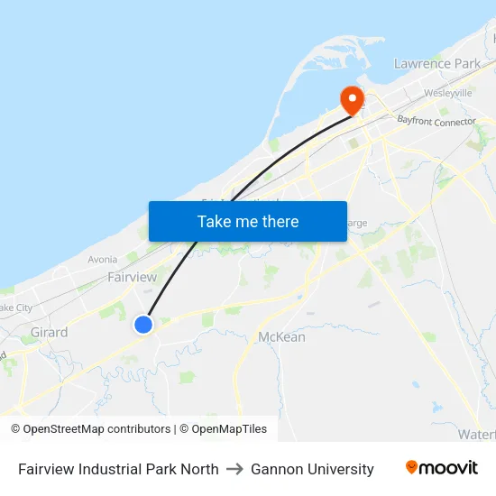 Fairview Industrial Park North to Gannon University map