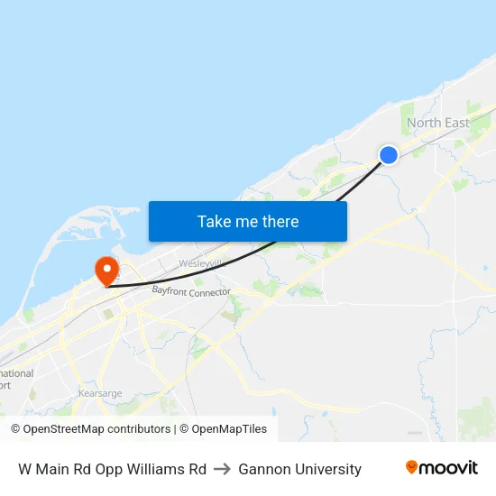 W Main Rd Opp Williams Rd to Gannon University map