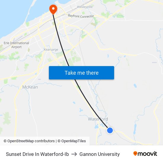 Sunset Drive In Waterford-Ib to Gannon University map