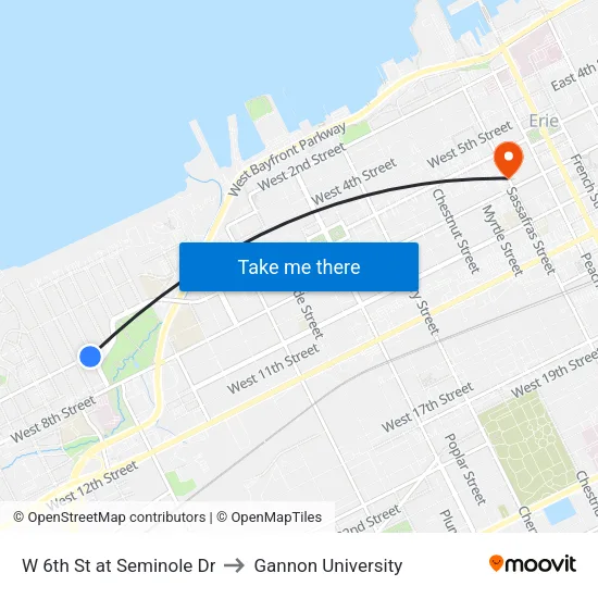 W 6th St at Seminole Dr to Gannon University map