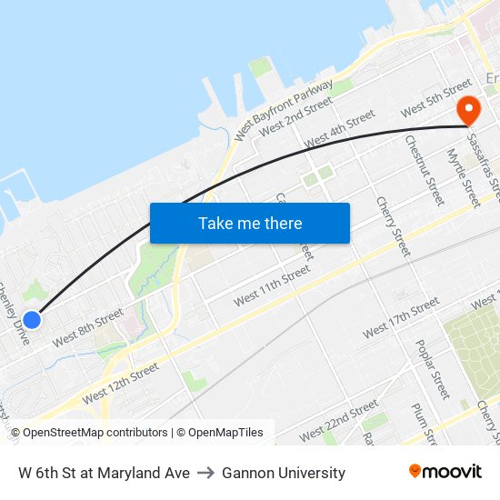 W 6th St at Maryland Ave to Gannon University map