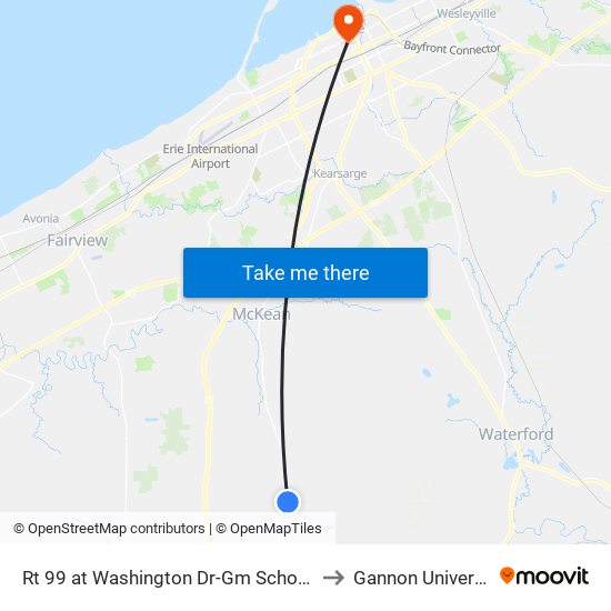 Rt 99 at Washington Dr-Gm School Ob to Gannon University map