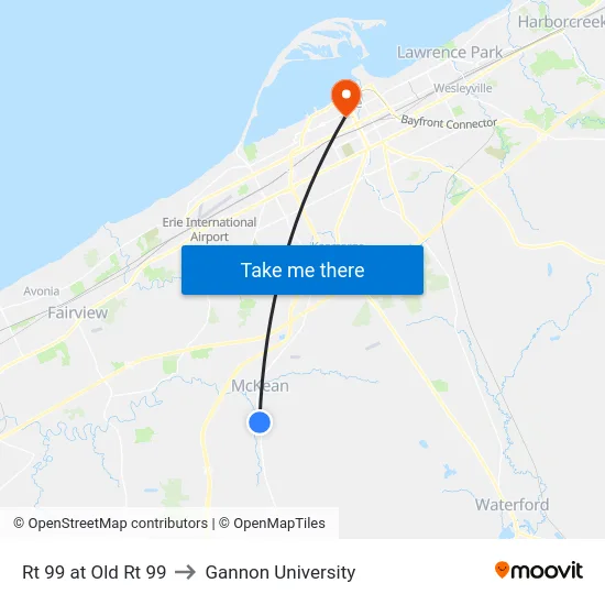Rt 99 at Old Rt 99 to Gannon University map