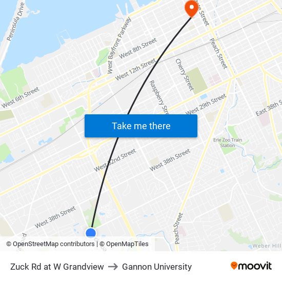 Zuck Rd at W Grandview to Gannon University map