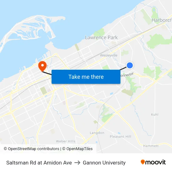 Saltsman Rd at Amidon Ave to Gannon University map