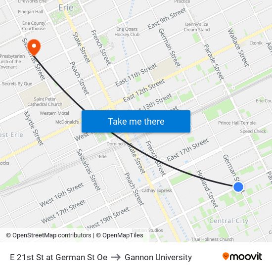 E 21st St at German St Oe to Gannon University map