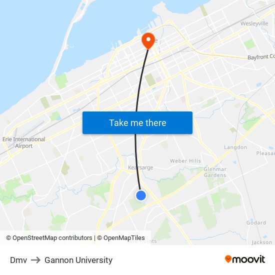 Dmv to Gannon University map