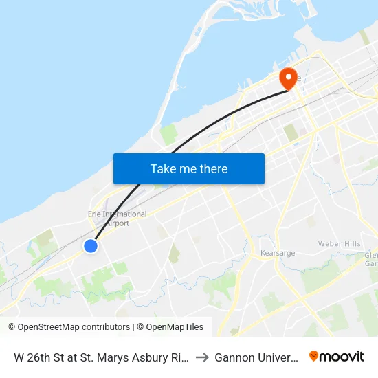 W 26th St at St. Marys Asbury Ridge to Gannon University map