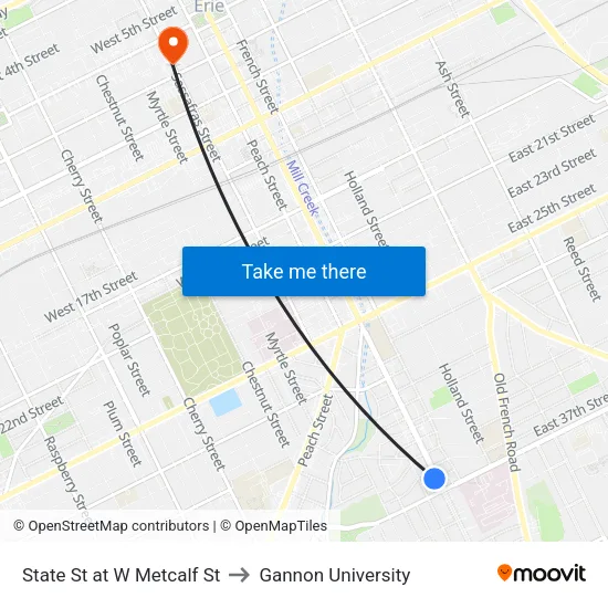 State St at W Metcalf St to Gannon University map