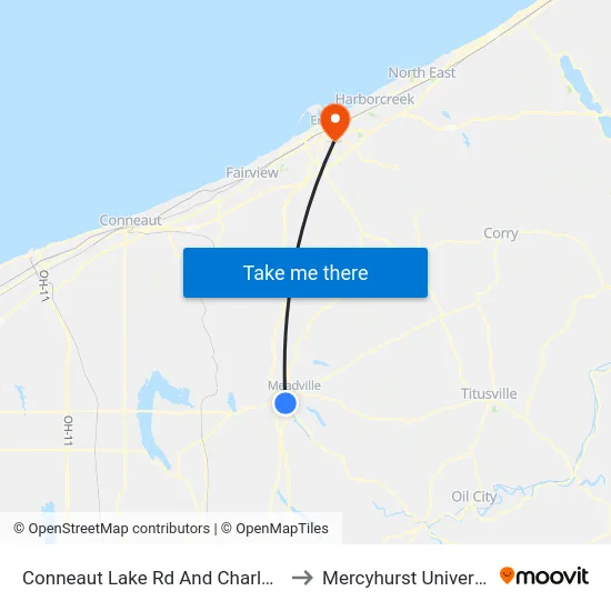 Conneaut Lake Rd And Charles St to Mercyhurst University map