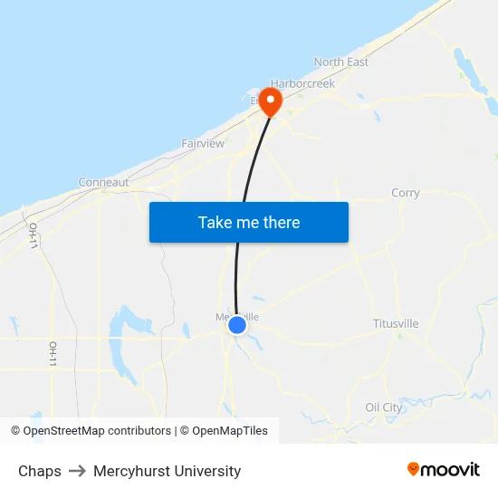 Chaps to Mercyhurst University map
