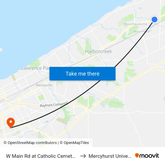 W Main Rd at Catholic Cemetery Rd to Mercyhurst University map