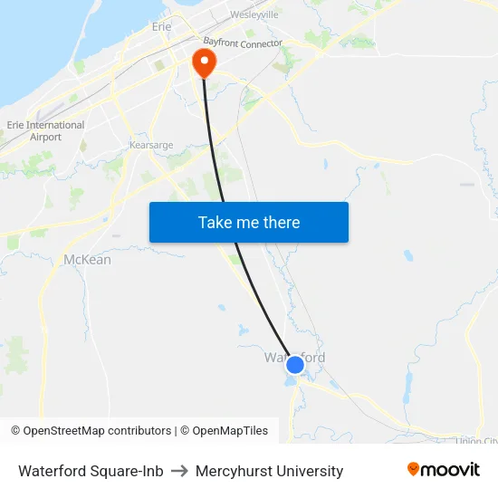 Waterford Square-Inb to Mercyhurst University map