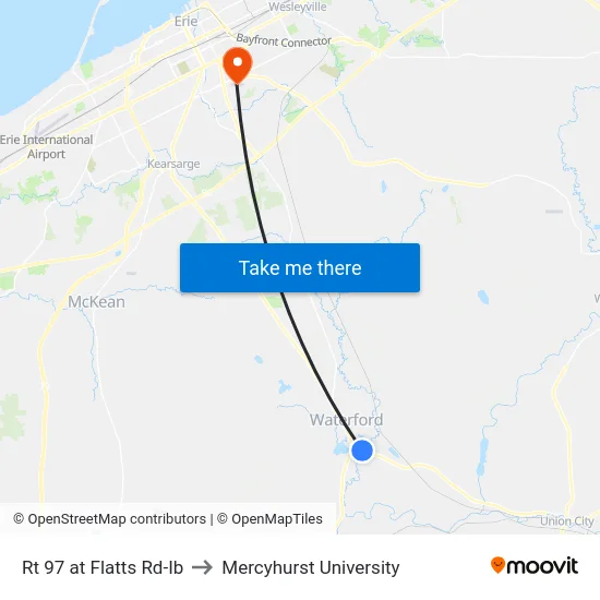 Rt 97 at Flatts Rd-Ib to Mercyhurst University map