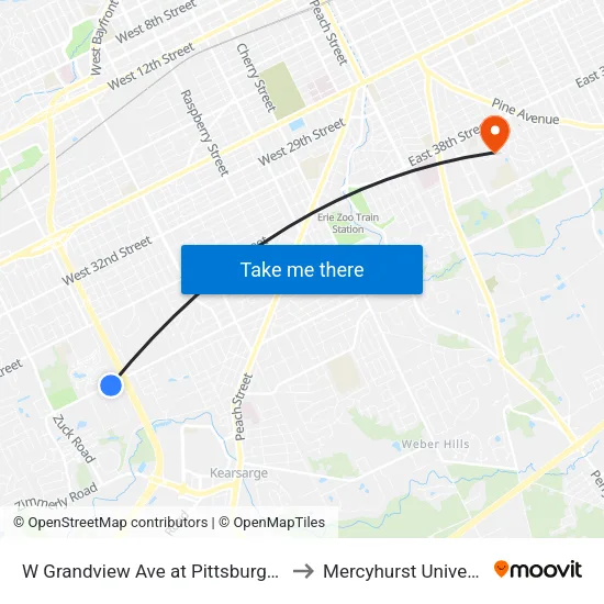 W Grandview Ave at Pittsburgh Ave to Mercyhurst University map