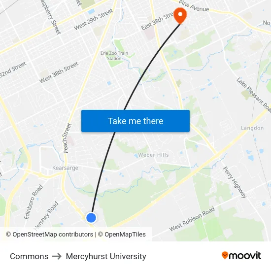 Commons to Mercyhurst University map