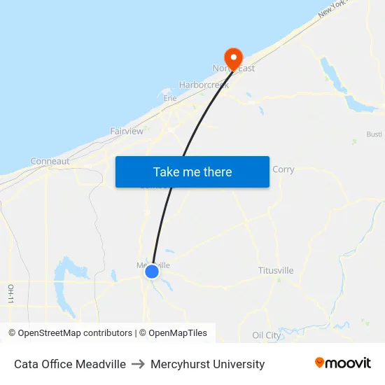Cata Office Meadville to Mercyhurst University map