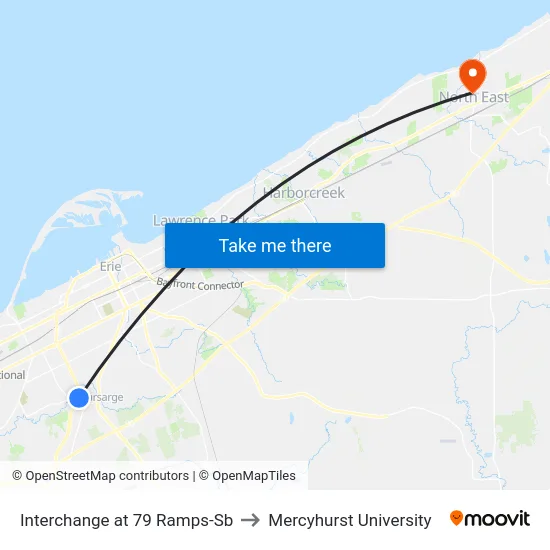 Interchange at 79 Ramps-Sb to Mercyhurst University map