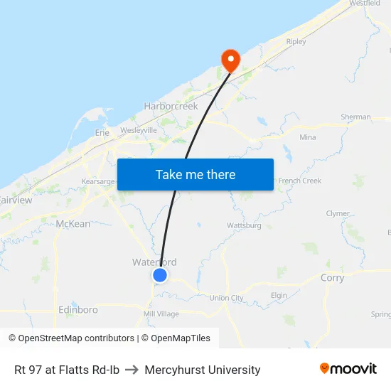 Rt 97 at Flatts Rd-Ib to Mercyhurst University map