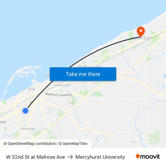 W 32nd St at Melrose Ave to Mercyhurst University map
