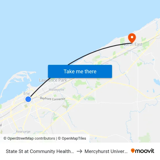 State St at Community Health Net to Mercyhurst University map