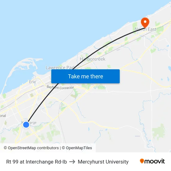 Rt 99 at Interchange Rd-Ib to Mercyhurst University map