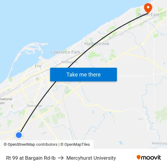 Rt 99 at Bargain Rd-Ib to Mercyhurst University map