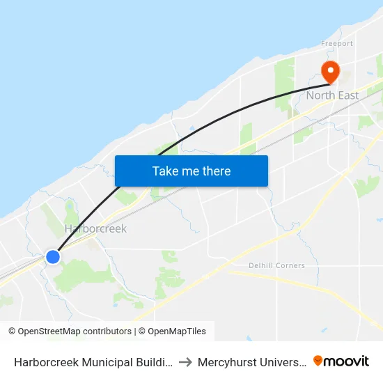 Harborcreek Municipal Building to Mercyhurst University map