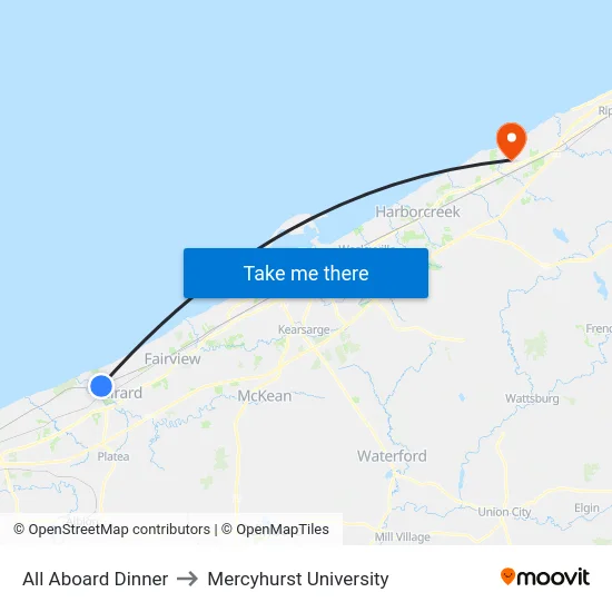 All Aboard Dinner to Mercyhurst University map