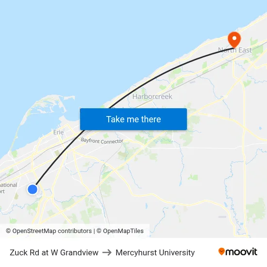 Zuck Rd at W Grandview to Mercyhurst University map