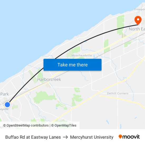 Buffao Rd at Eastway Lanes to Mercyhurst University map