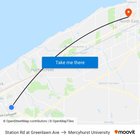 Station Rd at Greenlawn Ave to Mercyhurst University map