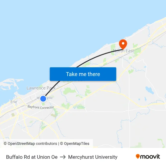 Buffalo Rd at Union Oe to Mercyhurst University map
