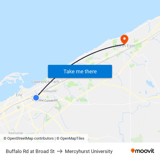 Buffalo Rd at Broad St to Mercyhurst University map