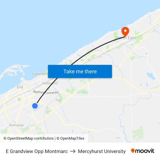 E Grandview Opp Montmarc to Mercyhurst University map