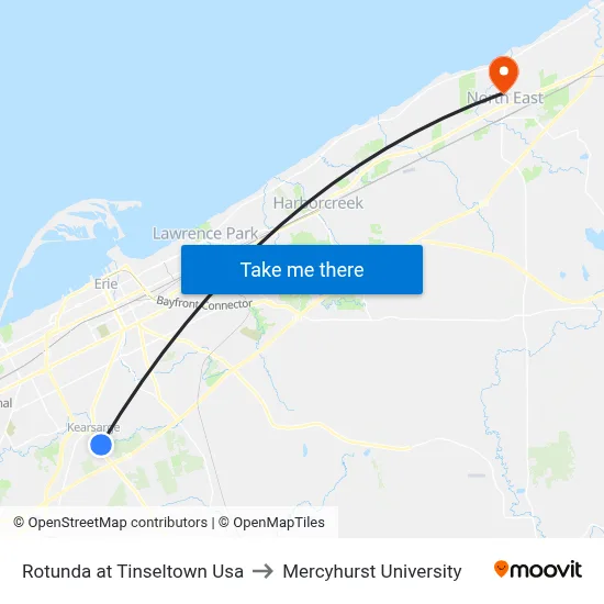 Rotunda at Tinseltown Usa to Mercyhurst University map