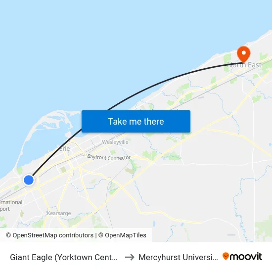 Giant Eagle (Yorktown Center) to Mercyhurst University map