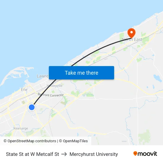 State St at W Metcalf St to Mercyhurst University map