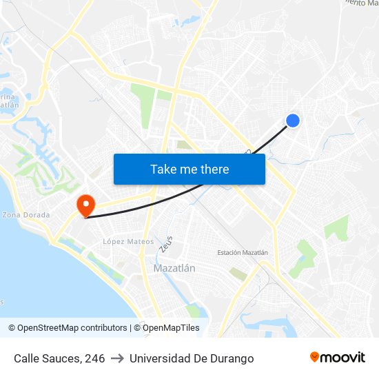 Calle Sauces, 246 to Universidad De Durango map