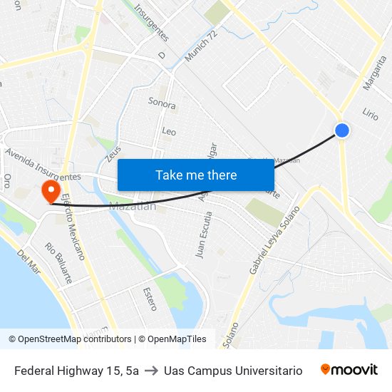 Federal Highway 15, 5a to Uas Campus Universitario map